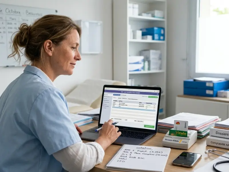 facturation IDEL avec logiciel professionnel et bureau organisé