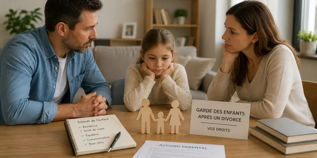Parent passant un moment de qualité avec son enfant après un divorce dans un environnement familial rassurant